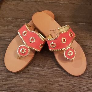 Jack Rogers Coral and Gold Women's Sandals 7M